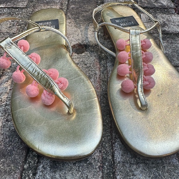 Deloris & Maxine Gold Pompom Sandal - Picture 2 of 4
